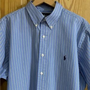 Ralph Lauren “Classic Fit” Mens Striped Blue Shirt 17 34/35